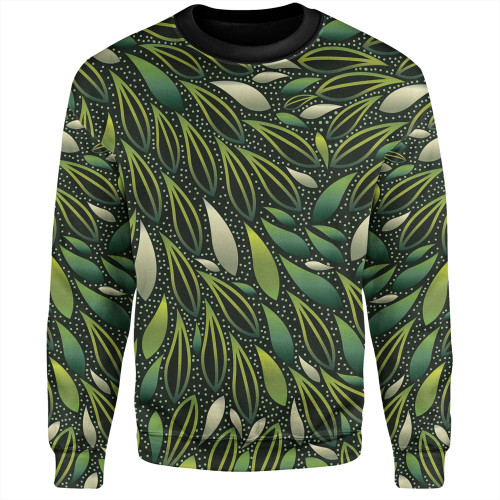 Australia Aboriginal Sweatshirt - Green Bush Leaves Seamless Sweatshirt