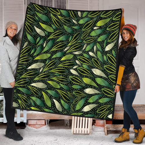 Australia Aboriginal Quilt - Green Bush Leaves Seamless Quilt