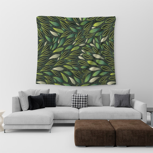Australia Aboriginal Tapestry - Green Bush Leaves Seamless Tapestry Australia Aboriginal Tapestry - Green Bush Leaves Seamless Tapestry