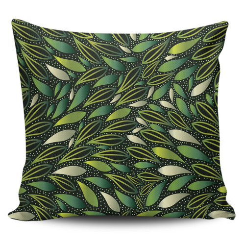 Australia Aboriginal Pillow Covers - Green Bush Leaves Seamless Pillow Covers