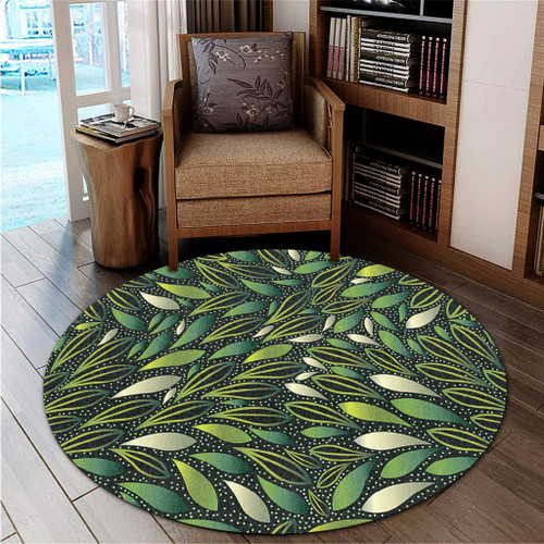 Australia Aboriginal Round Rug - Green Bush Leaves Seamless Round Rug Australia Aboriginal Round Rug - Green Bush Leaves Seamless Round Rug