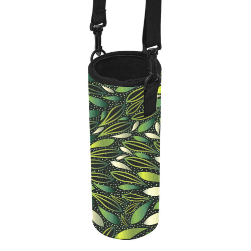 Australia Aboriginal Water Bottle Sleeve - Green Bush Leaves Seamless Water Bottle Sleeve