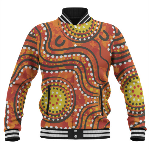 Australia Aboriginal Baseball Jacket - Dot Art In Aboriginal Style Baseball Jacket