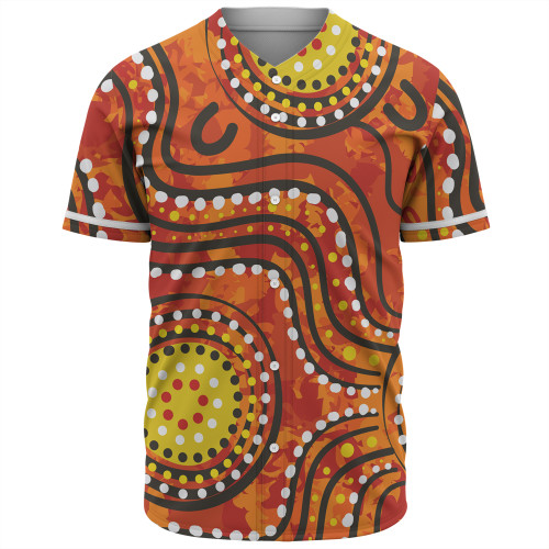 Australia Aboriginal Baseball Shirt - Dot Art In Aboriginal Style Baseball Shirt