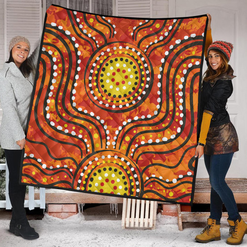 Australia Aboriginal Quilt - Dot Art In Aboriginal Style Quilt Australia Aboriginal Quilt - Dot Art In Aboriginal Style Quilt