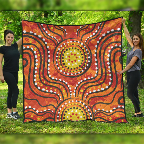 Australia Aboriginal Quilt - Dot Art In Aboriginal Style Quilt Australia Aboriginal Quilt - Dot Art In Aboriginal Style Quilt