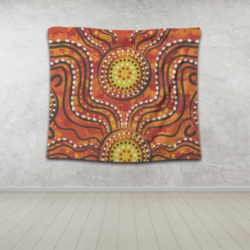 Australia Aboriginal Tapestry - Dot Art In Aboriginal Style Tapestry Australia Aboriginal Tapestry - Dot Art In Aboriginal Style Tapestry