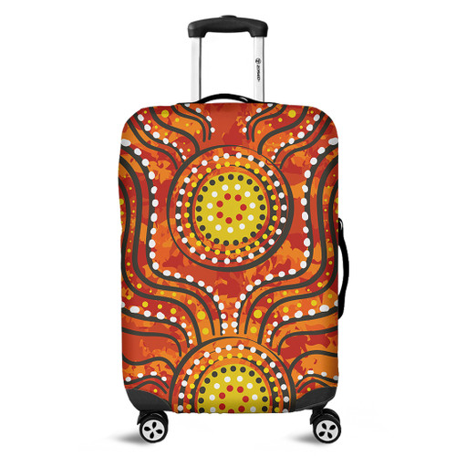 Australia Aboriginal Luggage Cover - Dot Art In Aboriginal Style Luggage Cover