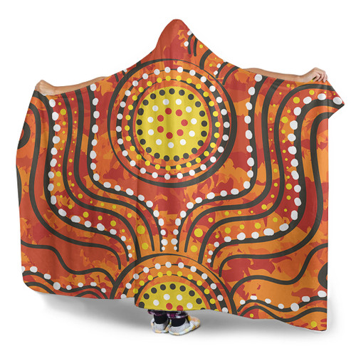 Australia Aboriginal Hooded Blanket - Dot Art In Aboriginal Style Hooded Blanket Australia Aboriginal Hooded Blanket - Dot Art In Aboriginal Style Hooded Blanket