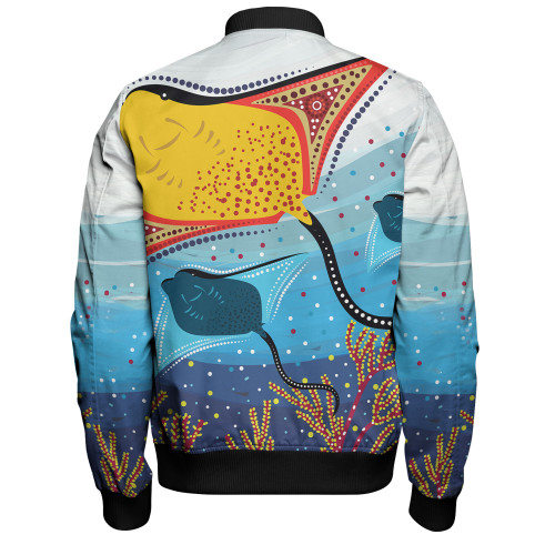 Australia Aboriginal Bomber Jacket - Stingray Aboriginal Art Bomber Jacket Australia Aboriginal Bomber Jacket - Stingray Aboriginal Art Bomber Jacket