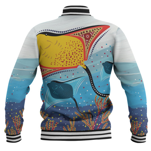 Australia Aboriginal Baseball Jacket - Stingray Aboriginal Art Baseball Jacket Australia Aboriginal Baseball Jacket - Stingray Aboriginal Art Baseball Jacket