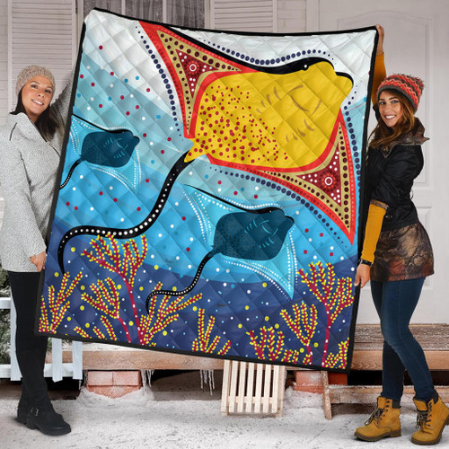 Australia Aboriginal Quilt - Stingray Aboriginal Art Quilt Australia Aboriginal Quilt - Stingray Aboriginal Art Quilt