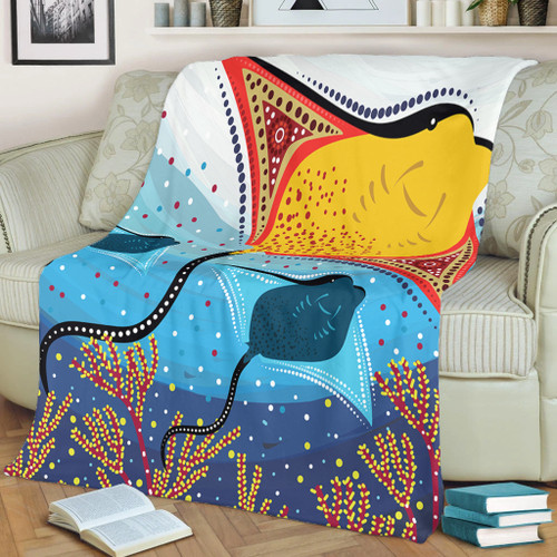 Australia Aboriginal Blanket - Stingray Aboriginal Art Blanket Australia Aboriginal Blanket - Stingray Aboriginal Art Blanket