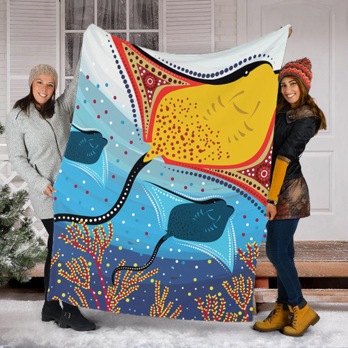 Australia Aboriginal Blanket - Stingray Aboriginal Art Blanket Australia Aboriginal Blanket - Stingray Aboriginal Art Blanket
