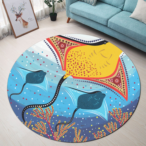 Australia Aboriginal Round Rug - Stingray Aboriginal Art Round Rug