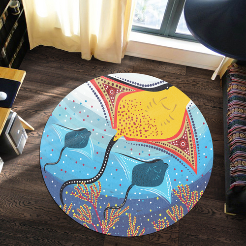 Australia Aboriginal Round Rug - Stingray Aboriginal Art Round Rug