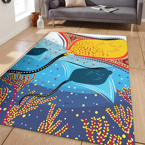 Australia Aboriginal Area Rug - Stingray Aboriginal Art Area Rug Australia Aboriginal Area Rug - Stingray Aboriginal Art Area Rug