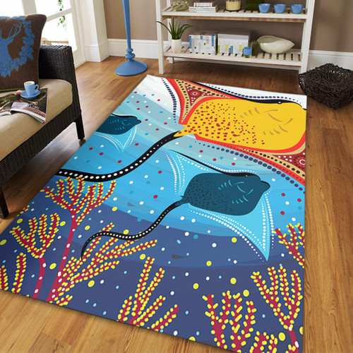 Australia Aboriginal Area Rug - Stingray Aboriginal Art Area Rug Australia Aboriginal Area Rug - Stingray Aboriginal Art Area Rug