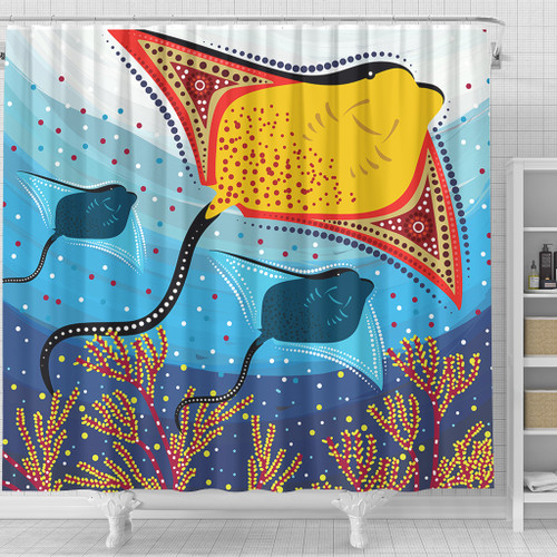 Australia Aboriginal Shower Curtain - Stingray Aboriginal Art Shower Curtain Australia Aboriginal Shower Curtain - Stingray Aboriginal Art Shower Curtain