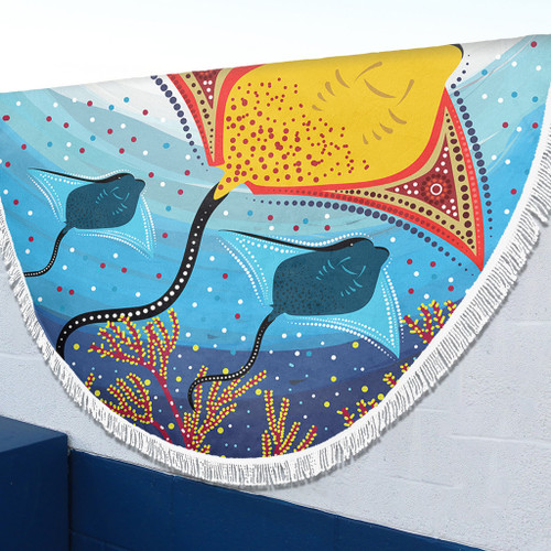 Australia Aboriginal Beach Blanket - Stingray Aboriginal Art Beach Blanket