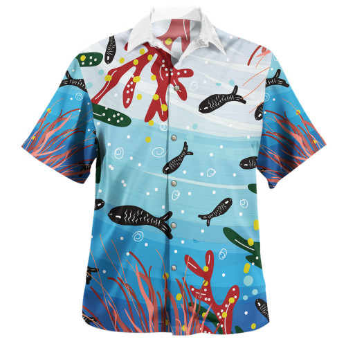 Australia Aboriginal Hawaiian Shirt - Underwater Concept Aboriginal Art With Fish Hawaiian Shirt