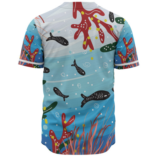 Australia Aboriginal Baseball Shirt - Underwater Concept Aboriginal Art With Fish Baseball Shirt Australia Aboriginal Baseball Shirt - Underwater Concept Aboriginal Art With Fish Baseball Shirt