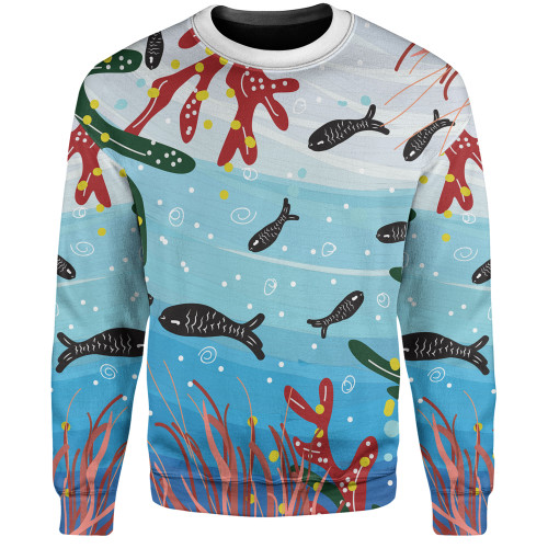Australia Aboriginal Sweatshirt - Underwater Concept Aboriginal Art With Fish Sweatshirt