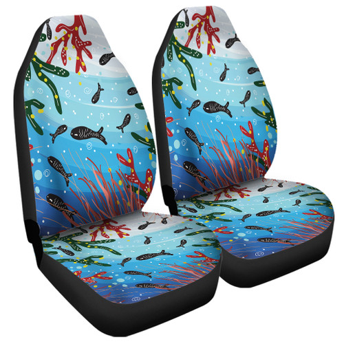 Australia Aboriginal Car Seat Covers - Underwater Concept Aboriginal Art With Fish Car Seat Covers