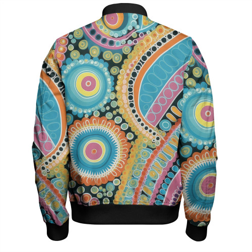 Australia Aboriginal Bomber Jacket - Australian Indigenous Aboriginal Art Vivid Pastel Colours Ver 1 Bomber Jacket