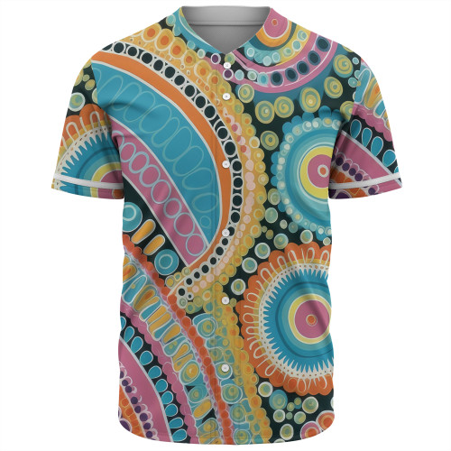 Australia Aboriginal Baseball Shirt - Australian Indigenous Aboriginal Art Vivid Pastel Colours Ver 1 Baseball Shirt