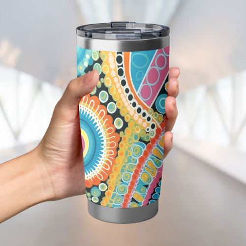 Australia Aboriginal Tumbler - Australian Indigenous Aboriginal Art Vivid Pastel Colours Ver 1 Tumbler Australia Aboriginal Tumbler - Australian Indigenous Aboriginal Art Vivid Pastel Colours Ver 1 Tumbler