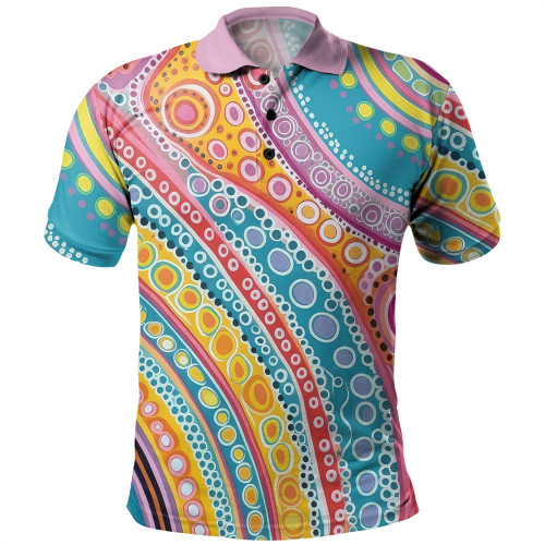 Australia Aboriginal Polo Shirt - Australian Indigenous Aboriginal Art Vivid Pastel Colours Ver 2 Polo Shirt