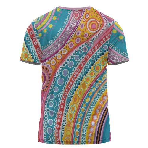 Australia Aboriginal T-shirt - Australian Indigenous Aboriginal Art Vivid Pastel Colours Ver 2 T-shirt Australia Aboriginal T-shirt - Australian Indigenous Aboriginal Art Vivid Pastel Colours Ver 2 T-shirt