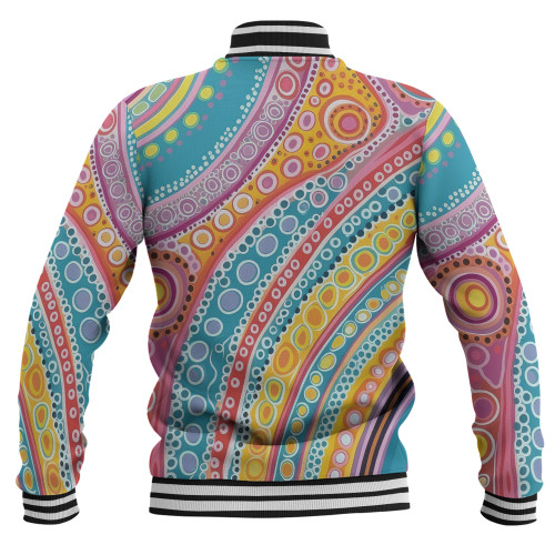 Australia Aboriginal Baseball Jacket - Australian Indigenous Aboriginal Art Vivid Pastel Colours Ver 2 Baseball Jacket Australia Aboriginal Baseball Jacket - Australian Indigenous Aboriginal Art Vivid Pastel Colours Ver 2 Baseball Jacket