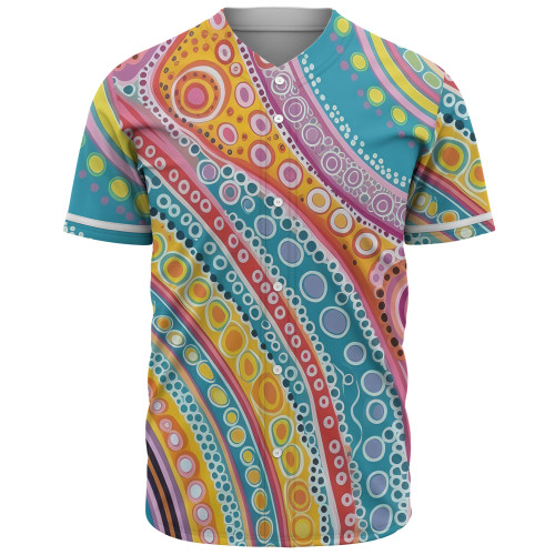 Australia Aboriginal Baseball Shirt - Australian Indigenous Aboriginal Art Vivid Pastel Colours Ver 2 Baseball Shirt
