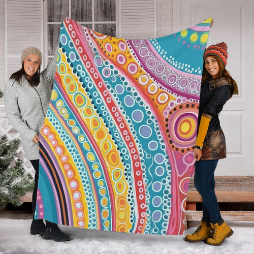 Australia Aboriginal Blanket - Australian Indigenous Aboriginal Art Vivid Pastel Colours Ver 2 Blanket Australia Aboriginal Blanket - Australian Indigenous Aboriginal Art Vivid Pastel Colours Ver 2 Blanket