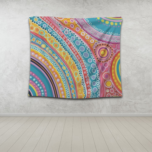 Australia Aboriginal Tapestry - Australian Indigenous Aboriginal Art Vivid Pastel Colours Ver 2 Tapestry Australia Aboriginal Tapestry - Australian Indigenous Aboriginal Art Vivid Pastel Colours Ver 2 Tapestry