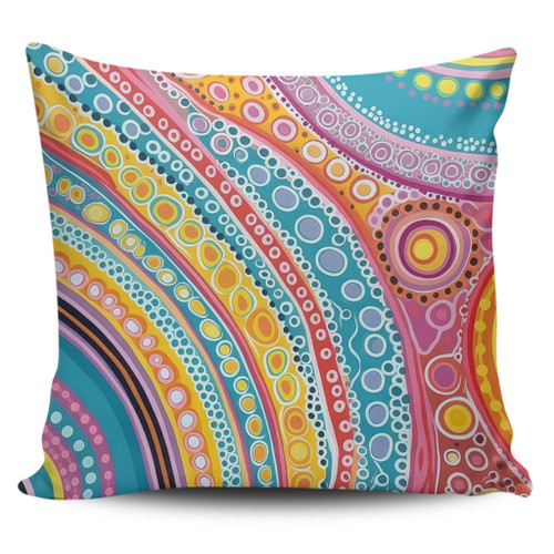 Australia Aboriginal Pillow Covers - Australian Indigenous Aboriginal Art Vivid Pastel Colours Ver 2 Pillow Covers