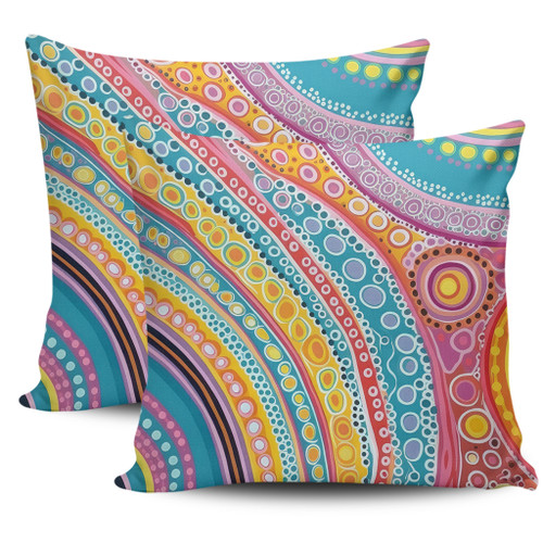 Australia Aboriginal Pillow Covers - Australian Indigenous Aboriginal Art Vivid Pastel Colours Ver 2 Pillow Covers Australia Aboriginal Pillow Covers - Australian Indigenous Aboriginal Art Vivid Pastel Colours Ver 2 Pillow Covers
