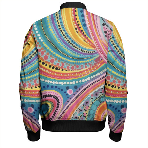 Australia Aboriginal Bomber Jacket - Australian Indigenous Aboriginal Art Vivid Pastel Colours Ver 3 Bomber Jacket