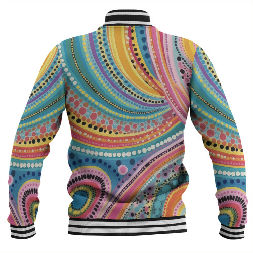 Australia Aboriginal Baseball Jacket - Australian Indigenous Aboriginal Art Vivid Pastel Colours Ver 3 Baseball Jacket Australia Aboriginal Baseball Jacket - Australian Indigenous Aboriginal Art Vivid Pastel Colours Ver 3 Baseball Jacket
