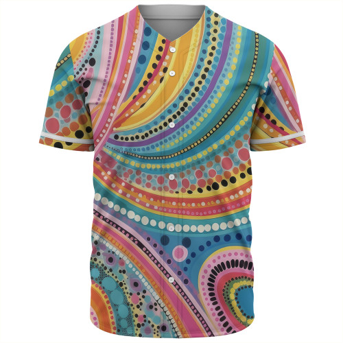 Australia Aboriginal Baseball Shirt - Australian Indigenous Aboriginal Art Vivid Pastel Colours Ver 3 Baseball Shirt