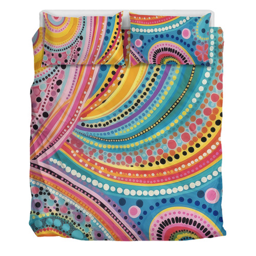 Australia Aboriginal Bedding Set - Australian Indigenous Aboriginal Art Vivid Pastel Colours Ver 3 Bedding Set Australia Aboriginal Bedding Set - Australian Indigenous Aboriginal Art Vivid Pastel Colours Ver 3 Bedding Set