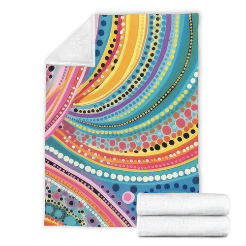 Australia Aboriginal Blanket - Australian Indigenous Aboriginal Art Vivid Pastel Colours Ver 3 Blanket