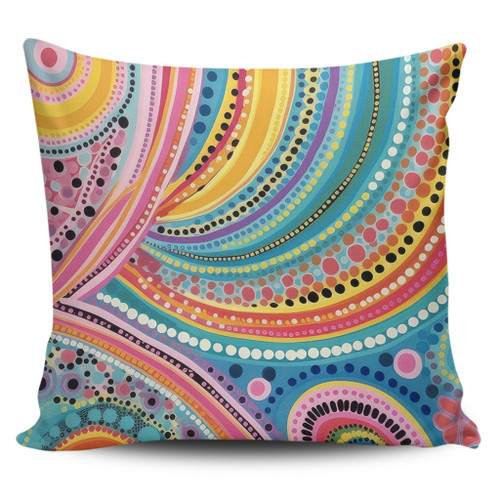 Australia Aboriginal Pillow Covers - Australian Indigenous Aboriginal Art Vivid Pastel Colours Ver 3 Pillow Covers