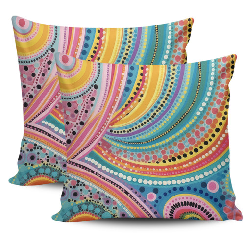 Australia Aboriginal Pillow Covers - Australian Indigenous Aboriginal Art Vivid Pastel Colours Ver 3 Pillow Covers Australia Aboriginal Pillow Covers - Australian Indigenous Aboriginal Art Vivid Pastel Colours Ver 3 Pillow Covers