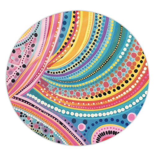 Australia Aboriginal Round Rug - Australian Indigenous Aboriginal Art Vivid Pastel Colours Ver 3 Round Rug