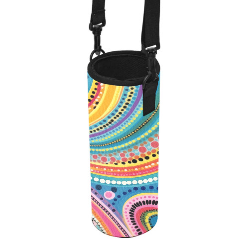 Australia Aboriginal Water Bottle Sleeve - Australian Indigenous Aboriginal Art Vivid Pastel Colours Ver 3 Water Bottle Sleeve