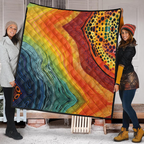 Australia Aboriginal Quilt - Australian Indigenous Aboriginal Art And Dot Painting Techniques Quilt Australia Aboriginal Quilt - Australian Indigenous Aboriginal Art And Dot Painting Techniques Quilt
