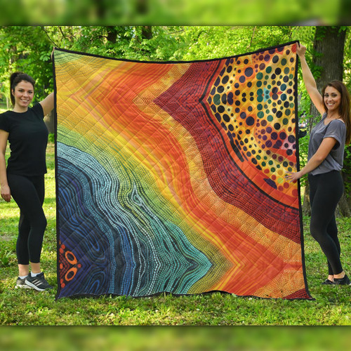 Australia Aboriginal Quilt - Australian Indigenous Aboriginal Art And Dot Painting Techniques Quilt Australia Aboriginal Quilt - Australian Indigenous Aboriginal Art And Dot Painting Techniques Quilt
